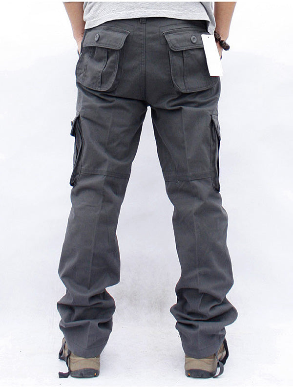 Men's Casual Straight Cargo Pants with 6 Pockets