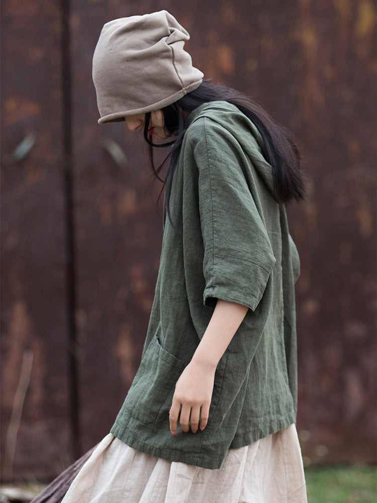 Damen Oversize Hoodie aus Baumwolle und Leinen für den Alltag