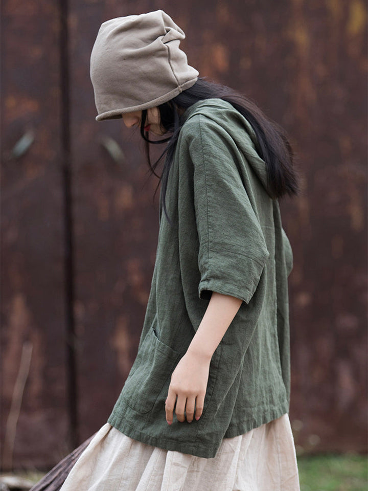 Damen Oversize Hoodie aus Baumwolle und Leinen für den Alltag