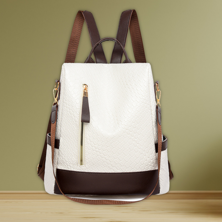 Soft Leather Woven Backpack For Women With Ample Storage-MODAUTLET