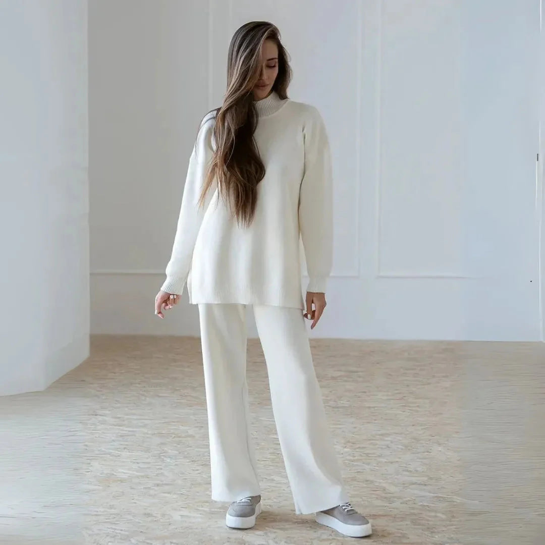 Cozy Knit Loungewear Set for Ultimate Comfort White