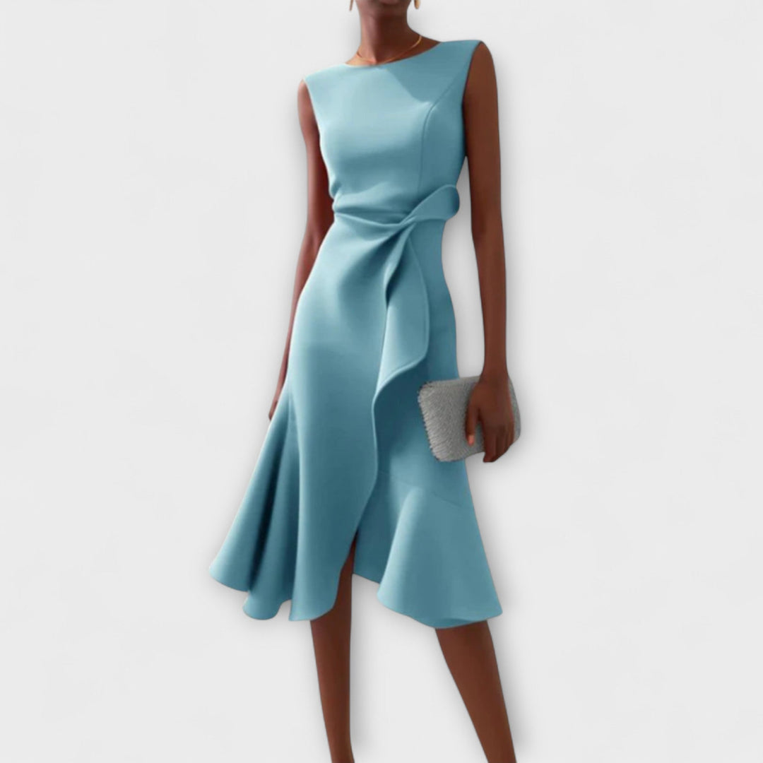 Drapiertes asymmetrisches Midikleid für Damen