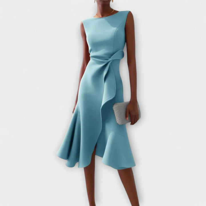Drapiertes asymmetrisches Midikleid für Damen