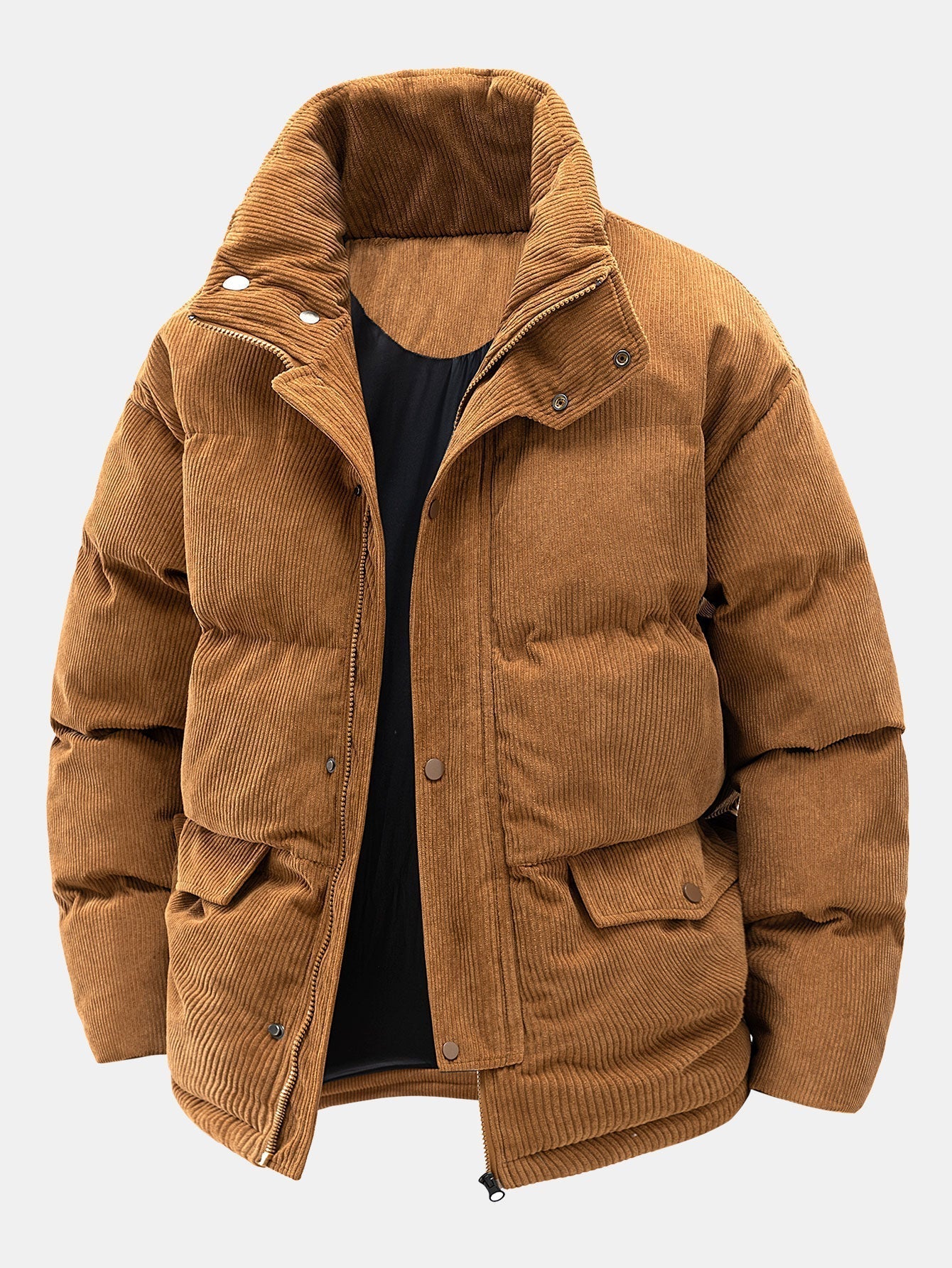 Stylish Corduroy Puffer Jacket Brown