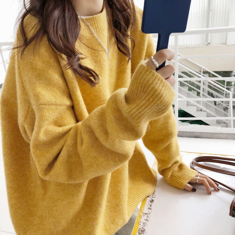 Women's Oversized Relaxed Fit Sweater Yellow One size