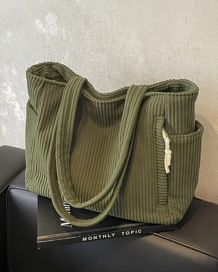 Women's Soft Everyday Tote Bag with Rope Detail-MODAUTLET