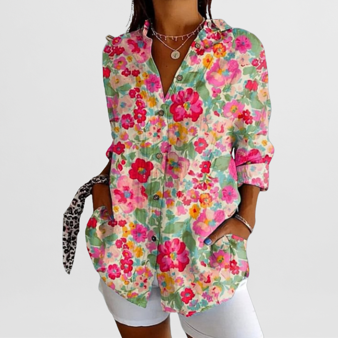 Women's Elegant Vintage Floral Blouse-MODAUTLET