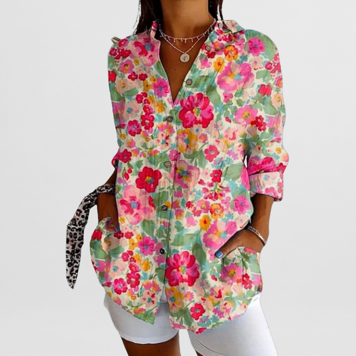 Women's Elegant Vintage Floral Blouse-MODAUTLET