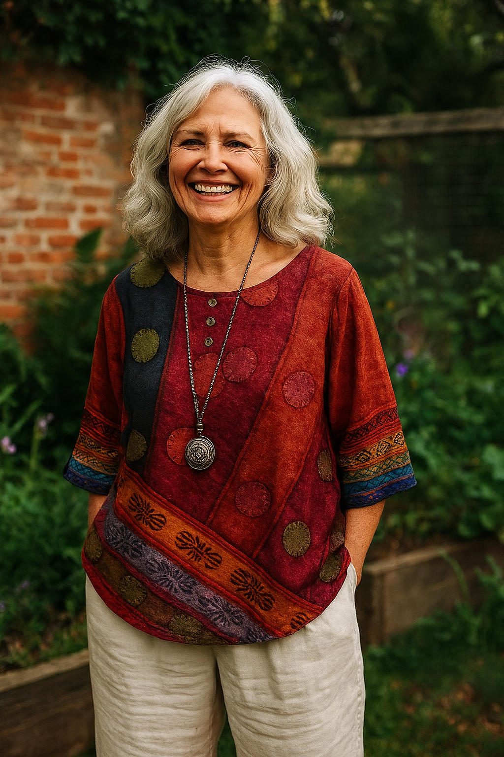 Women's Radiant Ethnic Tunic Top Red