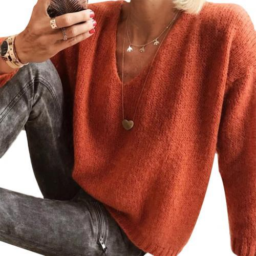 Women's Classic V-Neck Sweater Orange