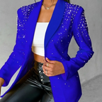 Women's Pearl-Embellished Tailored Blazer Blue