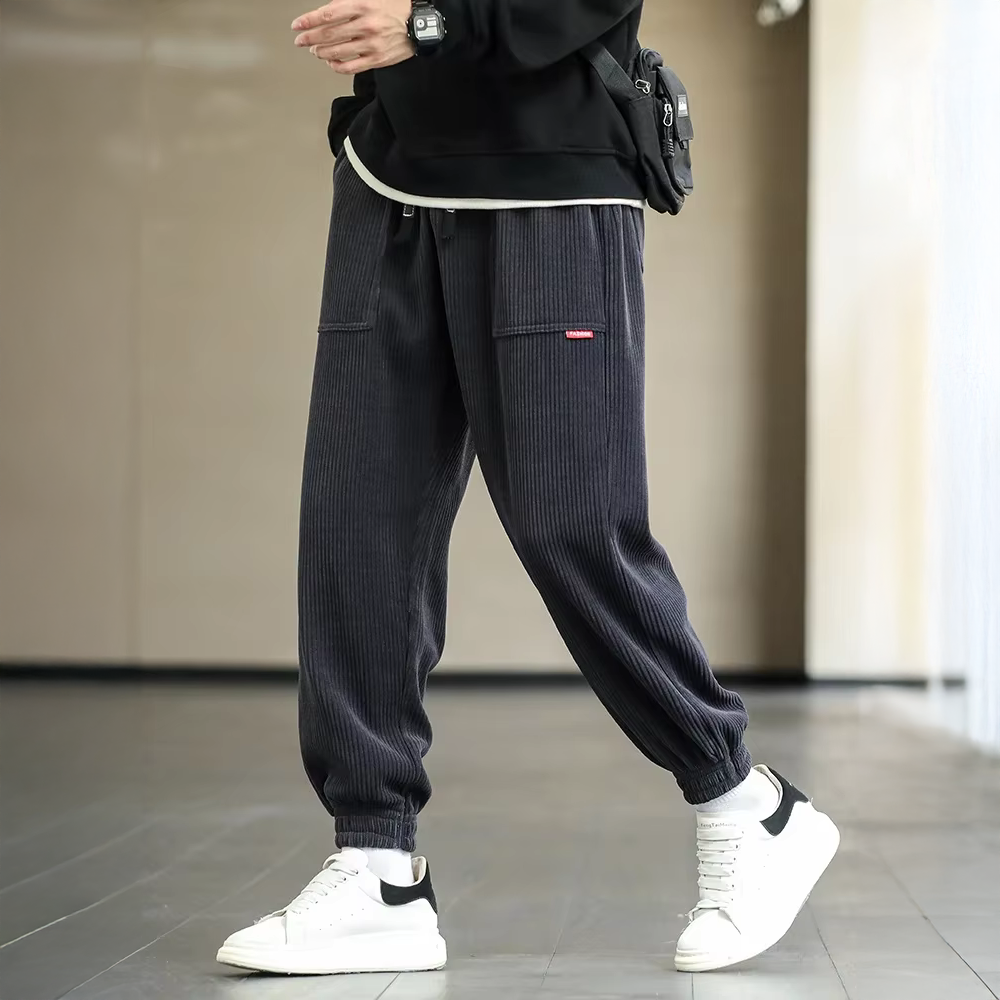 Men's Relaxed Fit Corduroy Joggers - Streetwear Lounge Essentials-MODAUTLET