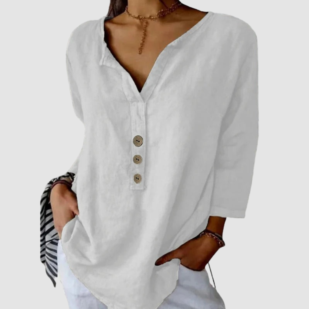 Women's Elegant Button Blouse Beige