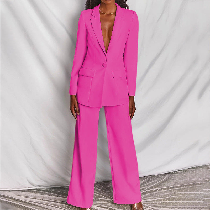 Elegant Womens Blazer and Pants Set for Formal Wear Pink