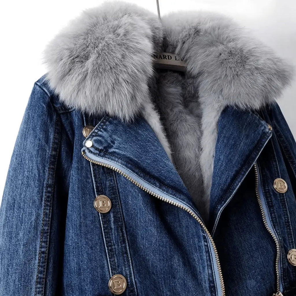 Urban Elegance Denim & Fur Jacket