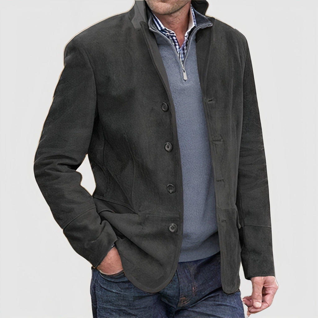 Mens Casual Button Blazer Coat For Modern Formal Wear Gray