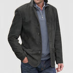 Mens Casual Button Blazer Coat For Modern Formal Wear Gray