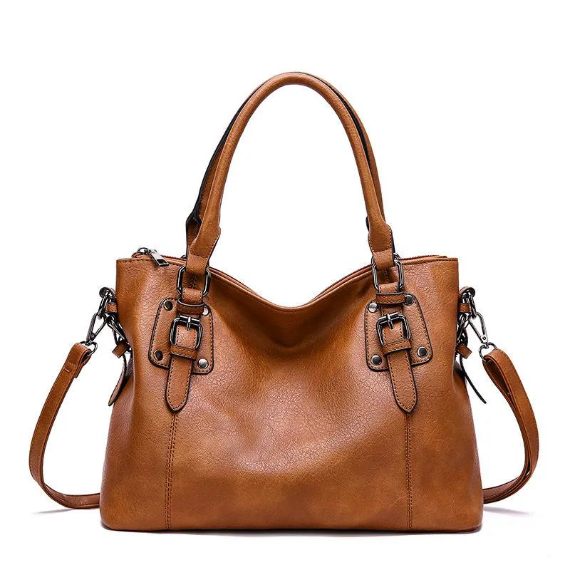 Leather Shoulder Bag Elegant Premium Leather Purse Everyday Brown