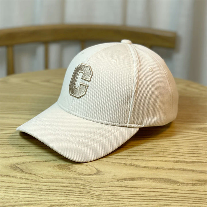 C Letter Embroidered Small Duck Tongue Cap for Stylish Look
