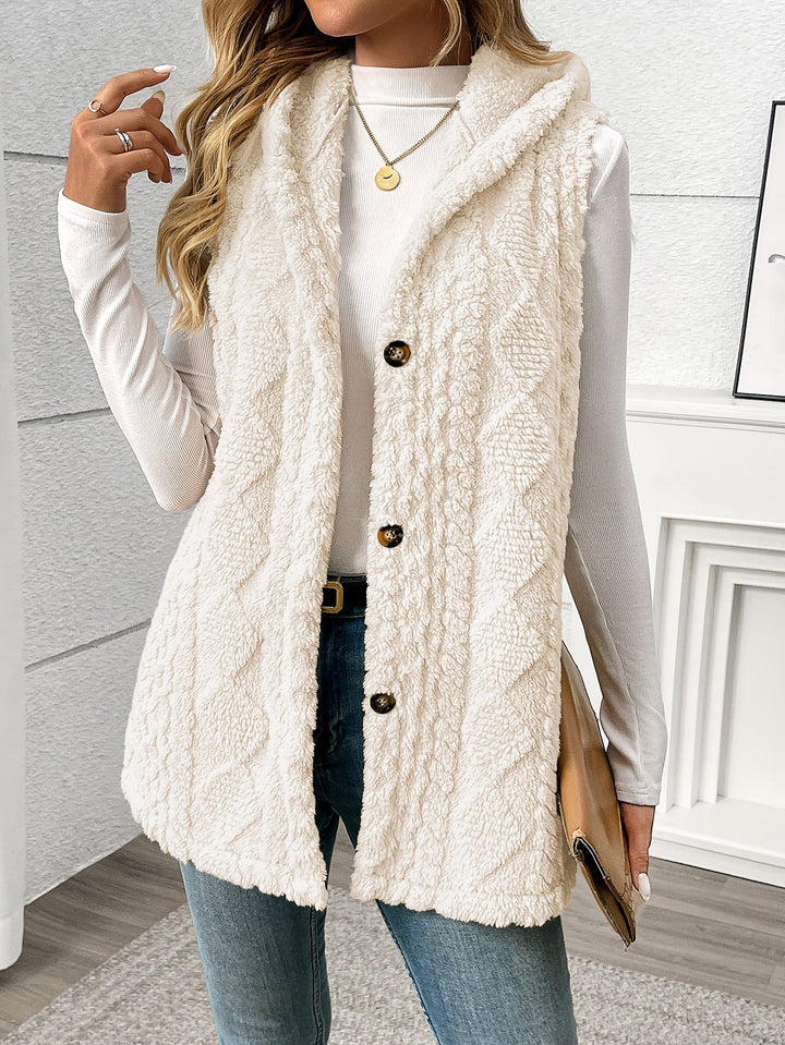Gilet douillet sans manches à capuche pour femme