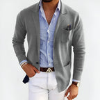 Lightweight Breathable Summer Knit Blazer for Warm Weather Gray