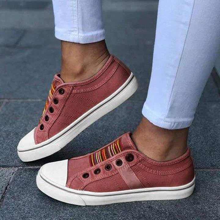 Women's Large Canvas Elastic Flats-MODAUTLET