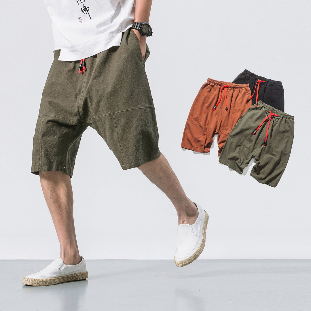 Relaxed Linen Shorts With Drawstring For Summer Comfort-MODAUTLET