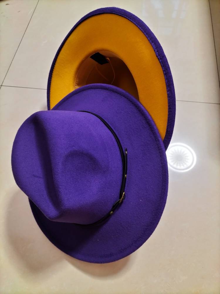Chapeau Fedora en laine à blocs de couleur élégant pour hommes et femmes