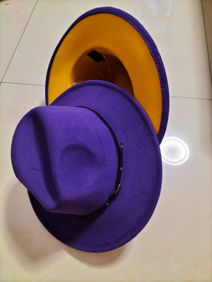 Chapeau Fedora en laine à blocs de couleur élégant pour hommes et femmes
