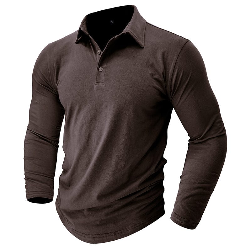 Men's Muscle Fit Long Sleeve Polo Shirt-MODAUTLET