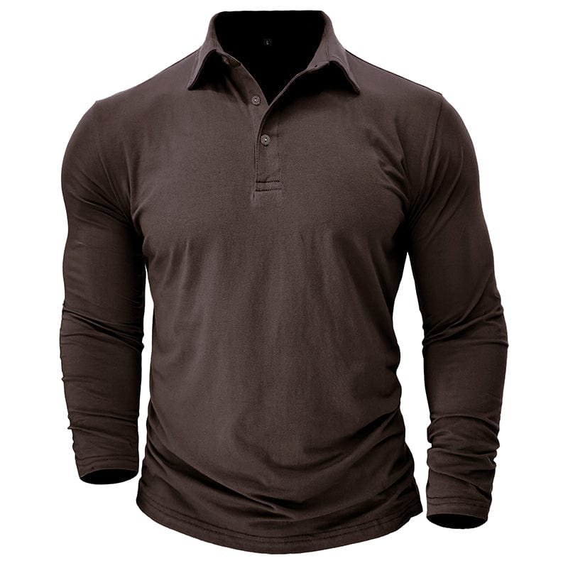 Men's Muscle Fit Long Sleeve Polo Shirt-MODAUTLET