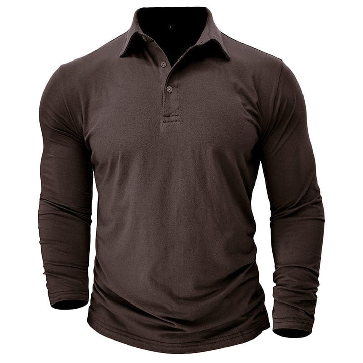 Men's Muscle Fit Long Sleeve Polo Shirt-MODAUTLET