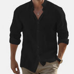 Men’s Cotton-Linen Beach Shirt Black
