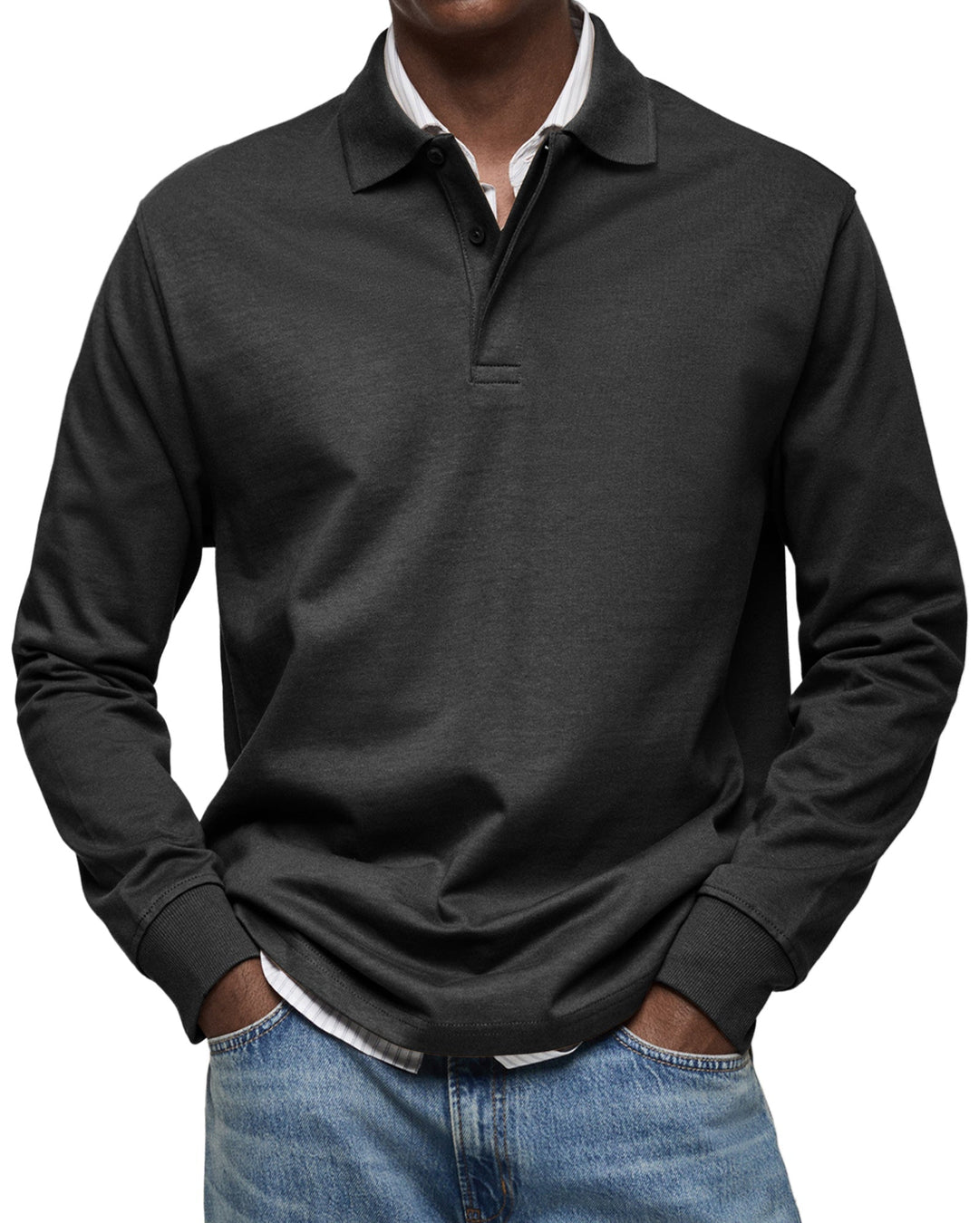 Men's Classic Long Sleeve Polo Shirt-MODAUTLET