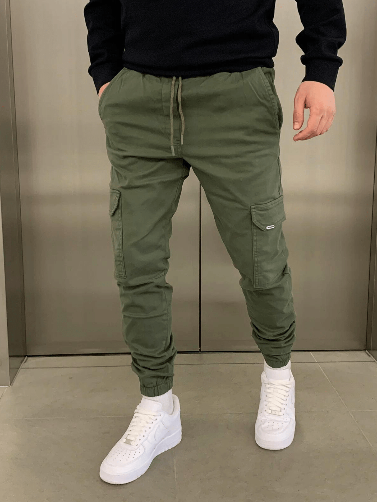 Men's Comfortable Cargo Joggers for Everyday Wear Army Green