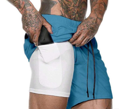 Pocket Compression Shorts With Pockets For Running Blue