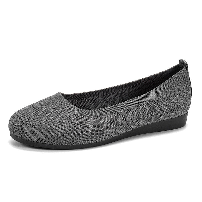 Women's Slip-On Flats with Round Toe and Knit Mesh Design-MODAUTLET