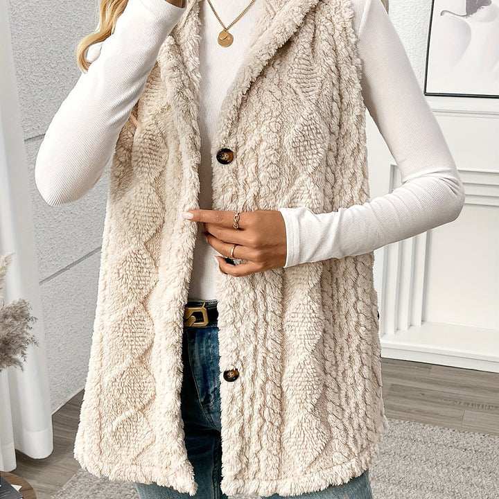 Gilet douillet sans manches à capuche pour femme
