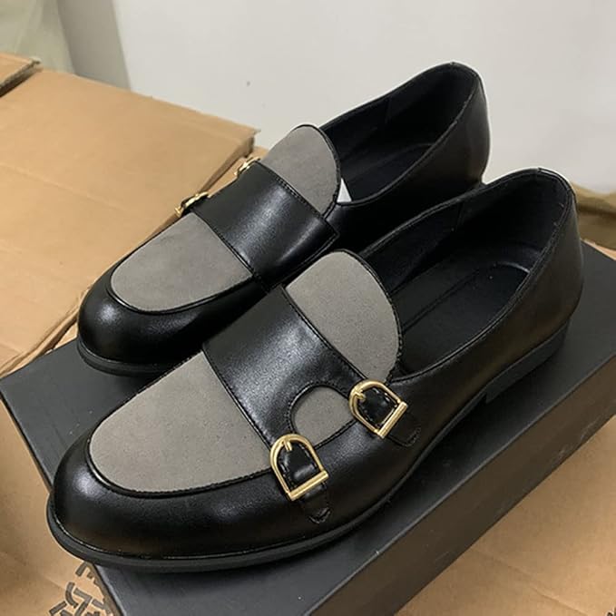 Men's British Style Buckle Leather Shoes Black