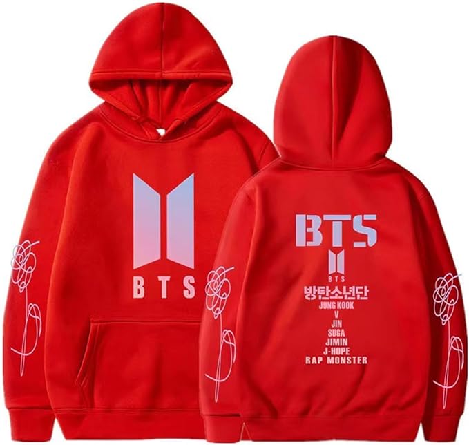 Unisex Kpop Concert Hoodie Casual Wear And Cosplay Pride Red