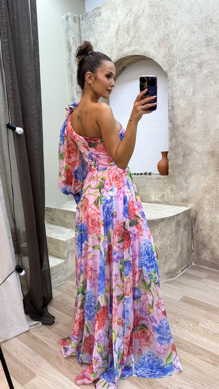 Millie | Elegantes Maxikleid für Damen mit floralem Schlitz