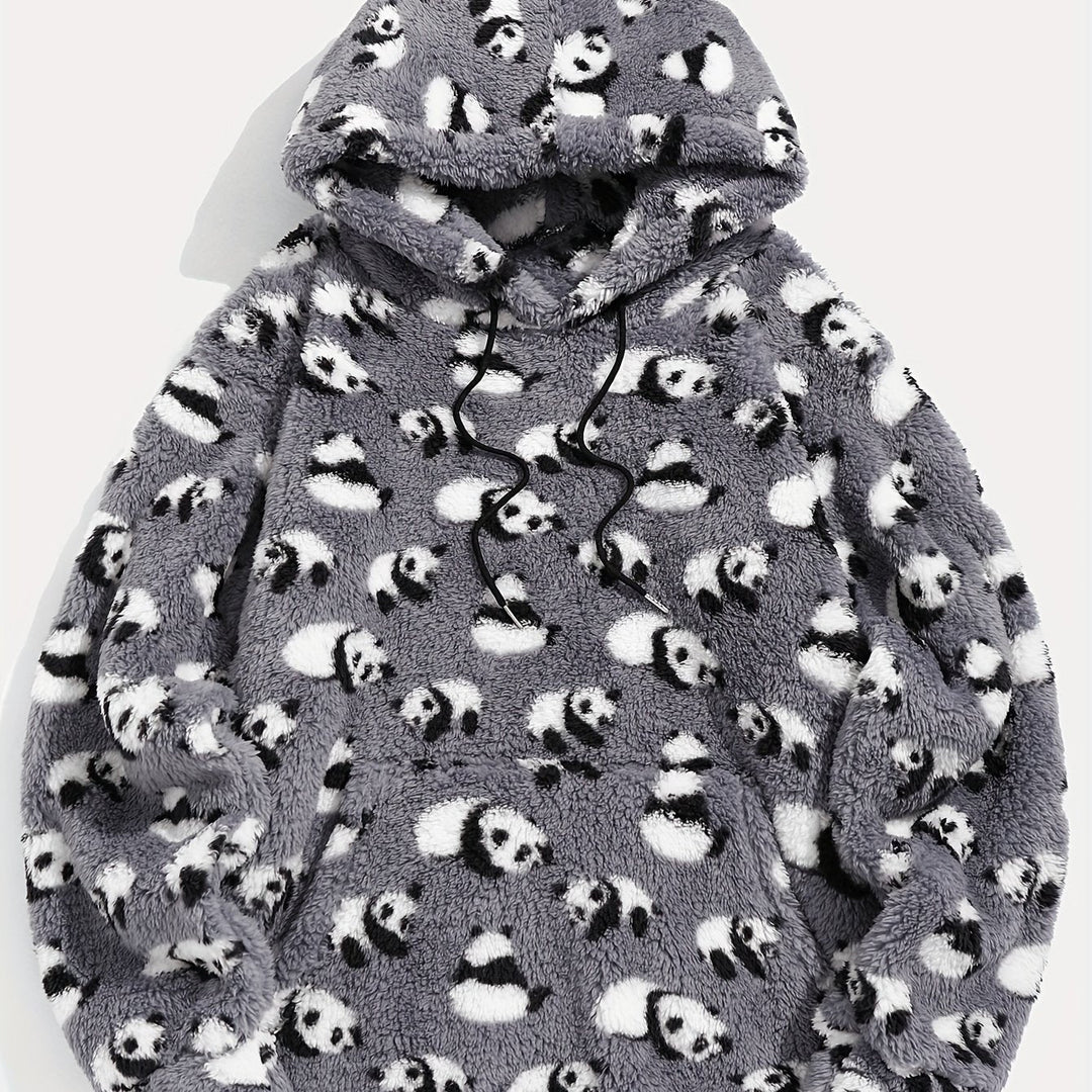 Men's Patterned Hooded Pullover Sweatshirt