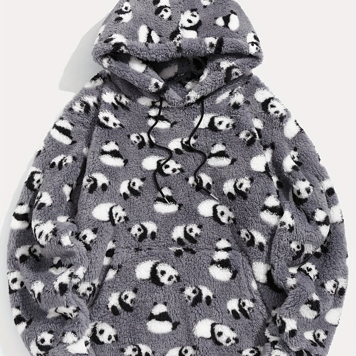 Men's Patterned Hooded Pullover Sweatshirt