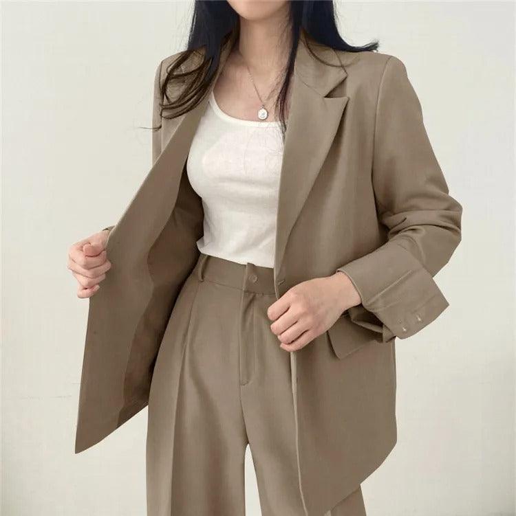 Hailey | Conjunto de Fato Feminino Ajustado com Blazer Comprido