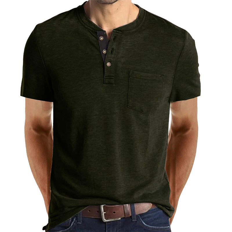 Men's Casual Short Sleeve Pocket Henley T-Shirt