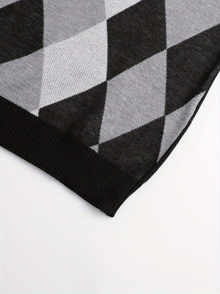 Pánská klasická vesta s argyle vzorem