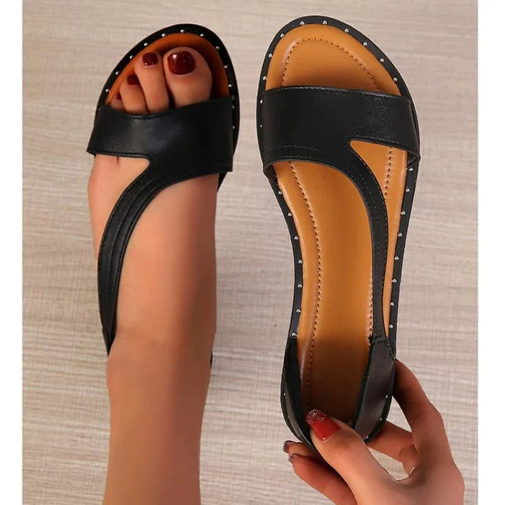 Women's Open Toe Flat Orthopedic Sandals with Rivet Design-MODAUTLET