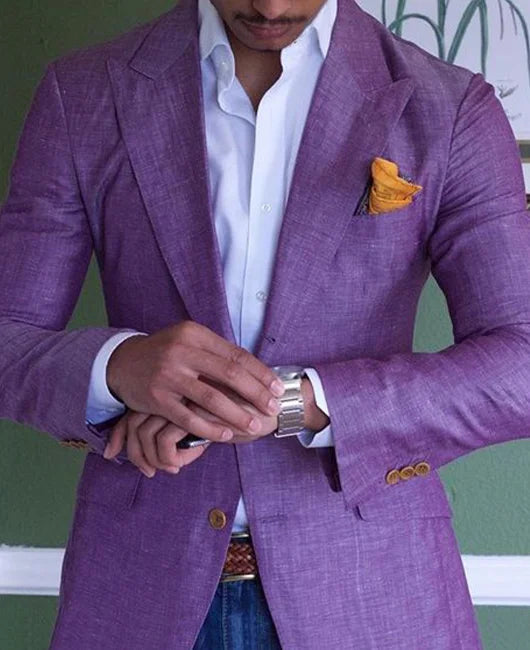 Linen Blazer For Men Formal And Casual Wear Lightweight Purple