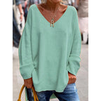 Women's Modern V-Neck Blouse Green