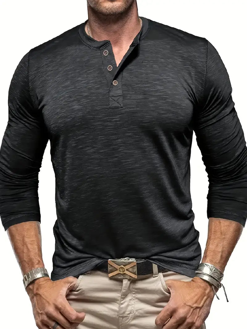 Men's Supreme Fit Henley Shirt Black
